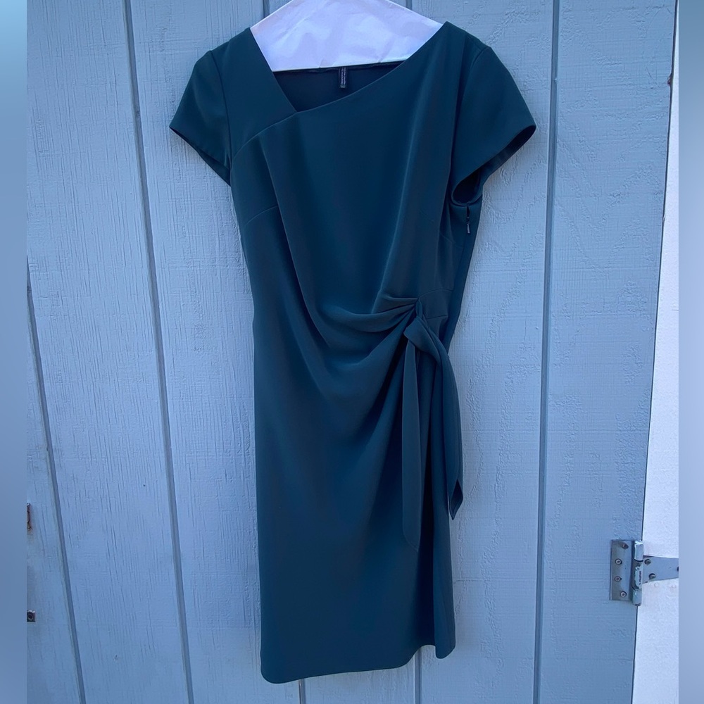 Classic mini wrap dress with asymmetrical neckline